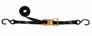1" x 16' Spin Free Ratchet Strap with Coated S-Hooks, Rated 2,400 lbs