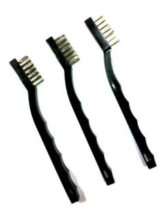 Weiler 44432 V-Groove Hand Wire Scratch Brush, .012 SS Fill, Curved Handle,  3 x 19 Rows - 012382444327
